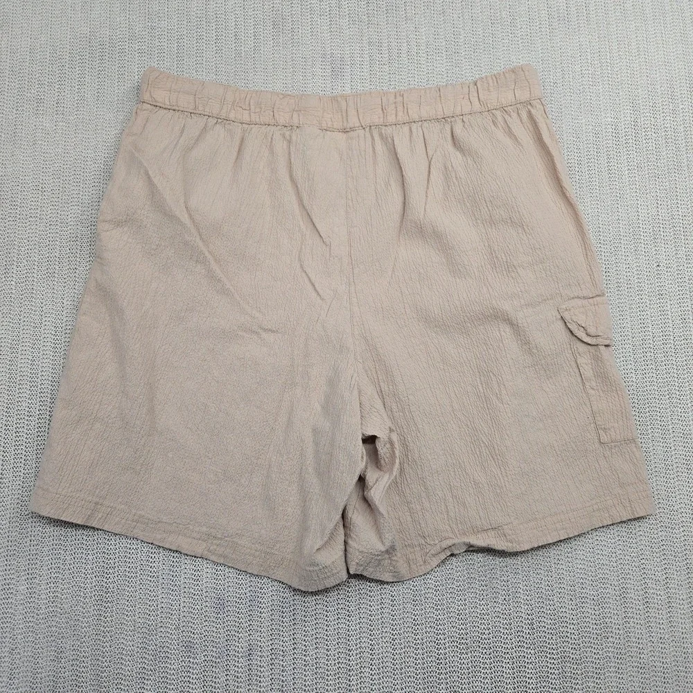 White Stag Shorts Womens 1X 16W Stretch Waist‎ Beige Pull On Pucker Cargo Plus
